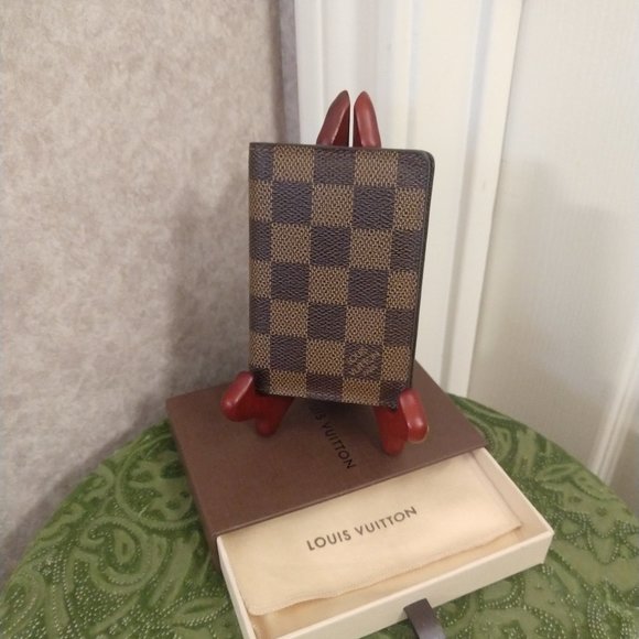 EUC AUTH LOUIS VUITTON DAMIER EBENE ORGANIZER CREDIT CARD 12